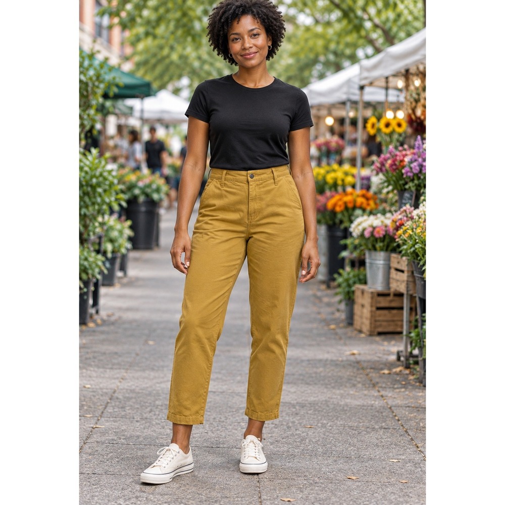 Madewell High Rise Straight Leg Pants Mustard Yellow Stretch Twill AJ559 Size 30